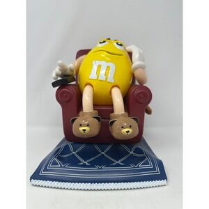 M&M's Lazy Yellow Candy Dispenser Recliner Chair Bear Slippers Vintage 808144
